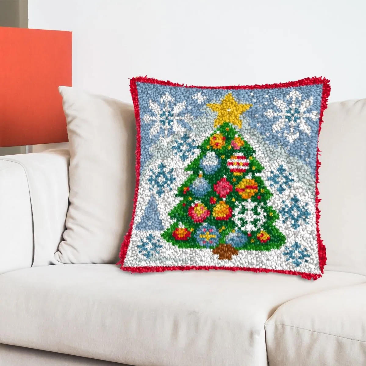 Kit Gancio di Tappeto DIY appeto per Uncinetto, kit di federe per cuscino con gnomo e gancio fai da te,kit per ricamo a punto croce,Christmas Latch Hook Pillow Kits 43x43cm