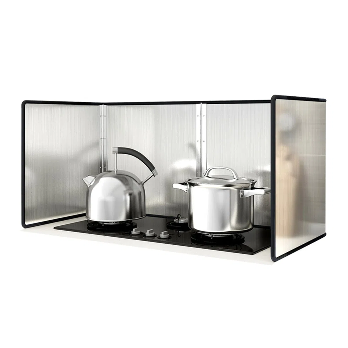 Paraschizzi da cucina, pieghevole, 4 lati, anti-splatter, in acciaio inox, senza foratura, per cucina e parete, 40 x 80 x 40 cm