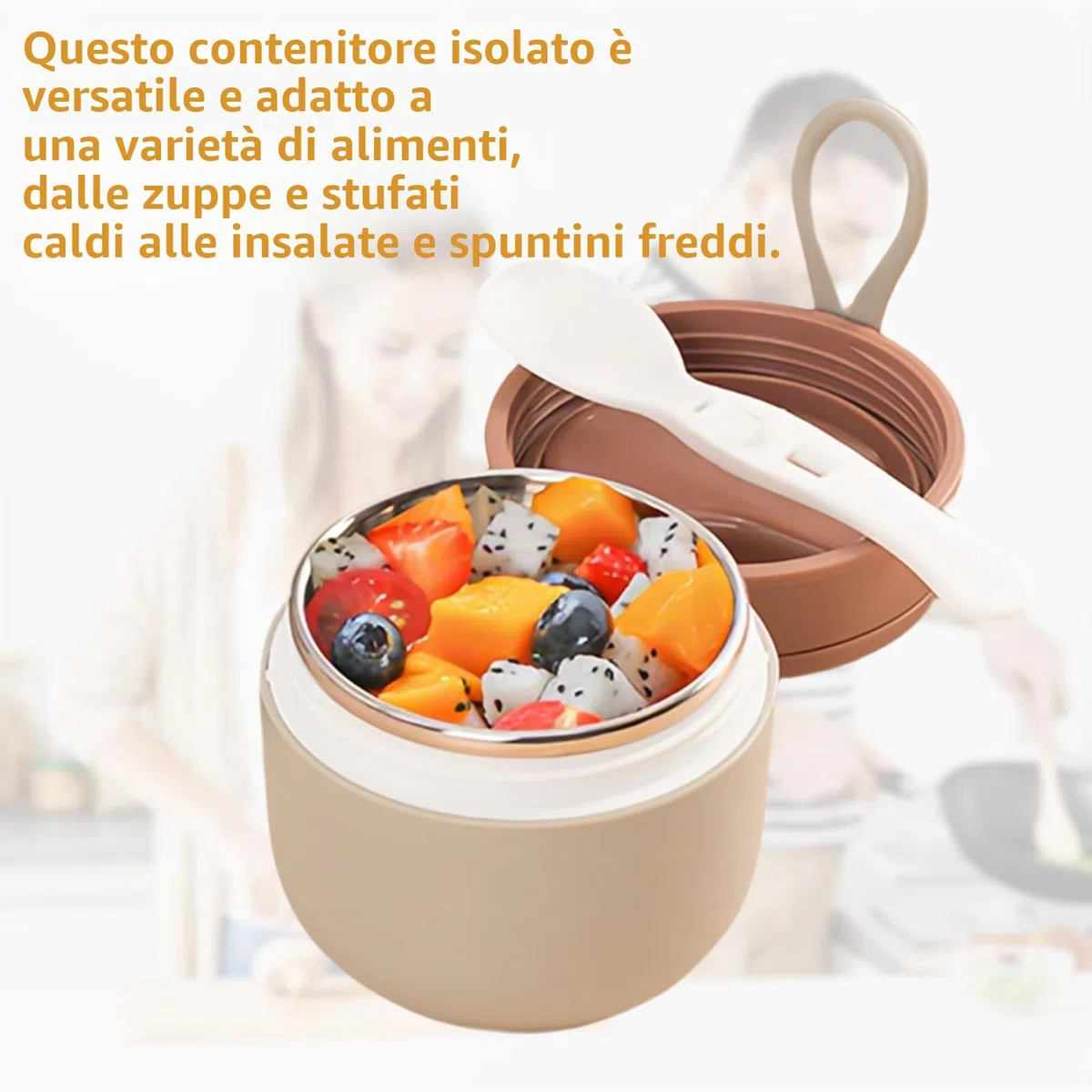 Contenitore termico in acciaio inox per cibi: 3 ciotole termiche, contenitore termico sottovuoto isolato, contenitore termico Essen to go (blu, rosa + bianco) (blu, rosa, verde, 430 ml)