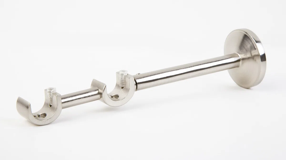 Mardom - Supporto per Asta Tenda da Parete, 19 mm, 2 Supporti per Asta Tenda con Sistema Easy-System - Colore Acciaio