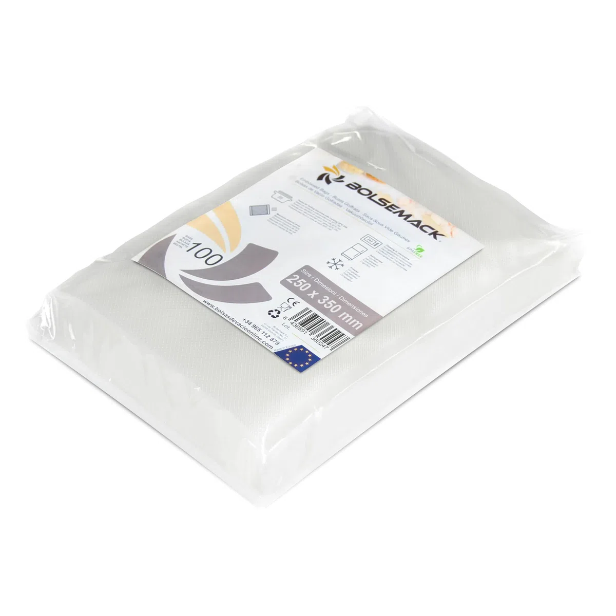 BOLSEMACK Sacchetti Sottovuoto Alimenti 100 Buste 25x35cm - Buste Sottovuoto Alimenti per Macchine Sottovuoto - Sacchetti per Sottovuoto per la Conservazione Degli Alimenti - Senza BPA
