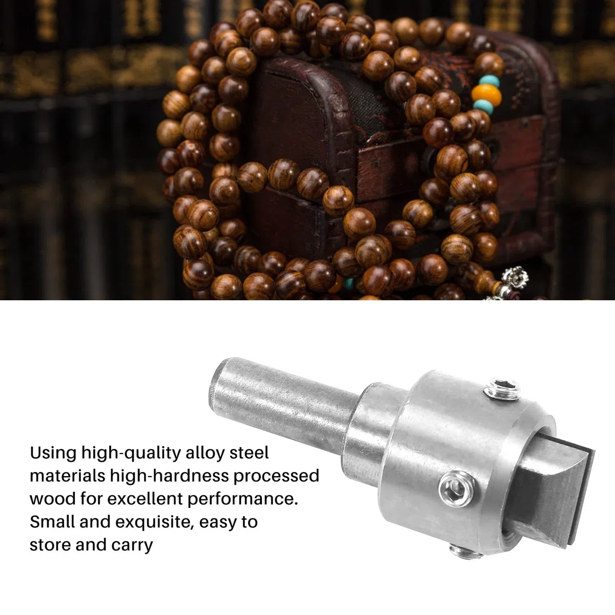 Set di 24 punte per trapano a sfera in metallo duro con perline di Buddha sferiche per la lavorazione del legno