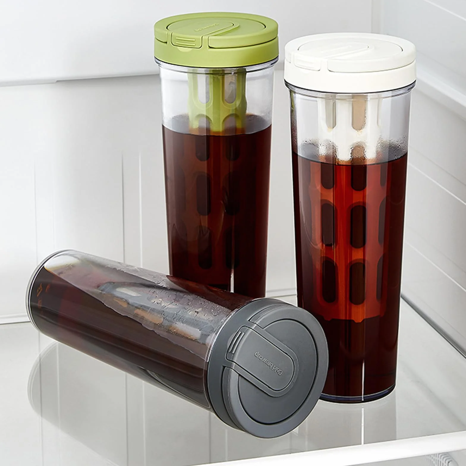Caffettiera Cold Brew Brocca per Caffè per Pour Over Fredda Caffè e Hot Tè Caff Macchina Cold Brew Caffettiera (Grigio)