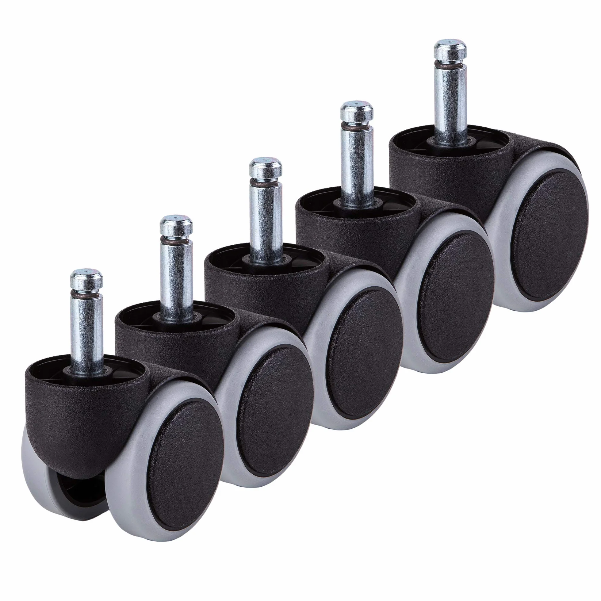 Confezione da 5 ruote in gomma per 1 sedia, 50 mm, ruote girevoli di ricambio per ufficio (5, Ø 10 mm)