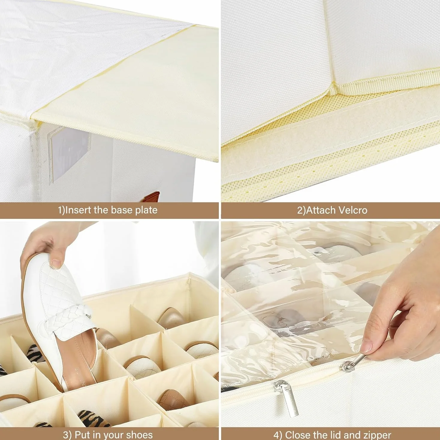 Scatole per Scarpe, Adatto per 12 Paia, Organizer Scarpe, Organizer per scarpe per armadio con coperchio trasparente e manici rinforzati per Camera da Letto, Ingresso, Armadio (2)