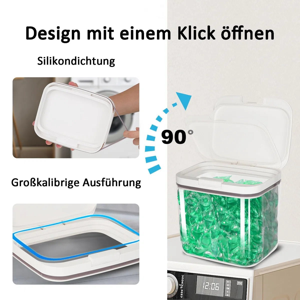 Contenitori Detersivi Lavanderia, 5,5L Trasparenti Dispenser Detersivo Lavatrice in Plastica, Contenitore per Detersivo in Polvere, Conservazione Per Detersivo, Organizer Lavanderia, Per Bagno, WC