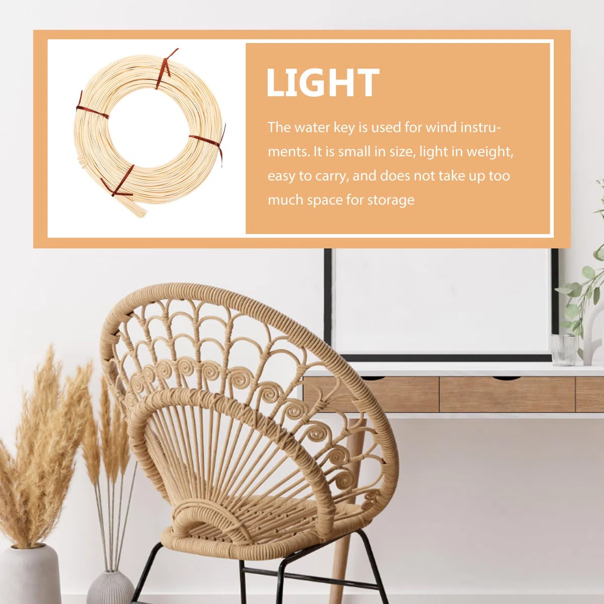 SOLUSTRE Rotolo per Intreccio Fai da Te di Materiale in Rattan Naturale Uso Versatile Adatto per Riparazione di Sedie e Cesti per Restauro Mobili e Artigianato
