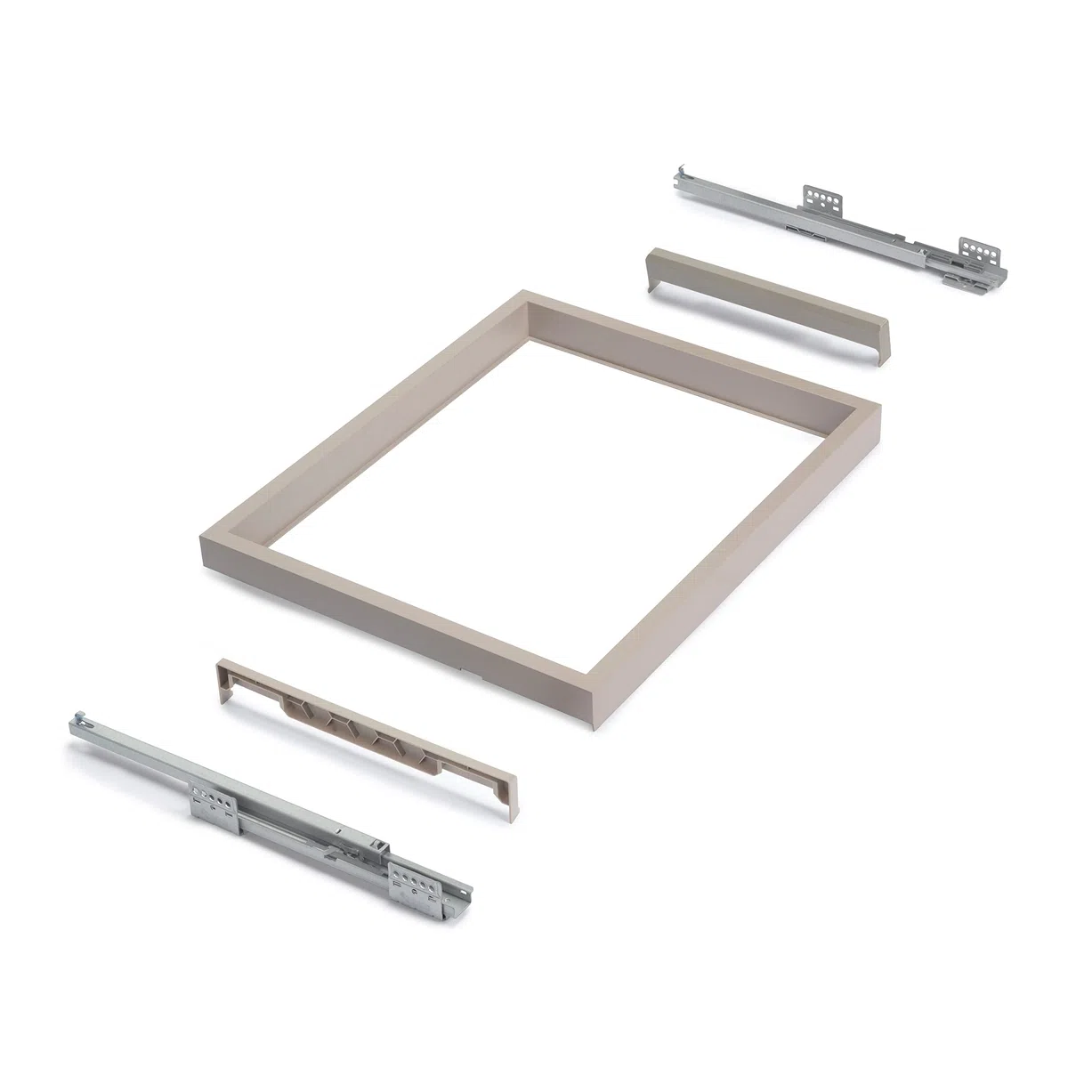 Emuca - Kit cassetto organizzatore e Telaio con Guide a Chiusura Morbida per Armadio, Regolabile, modulo 900mm, Grigio Pietra