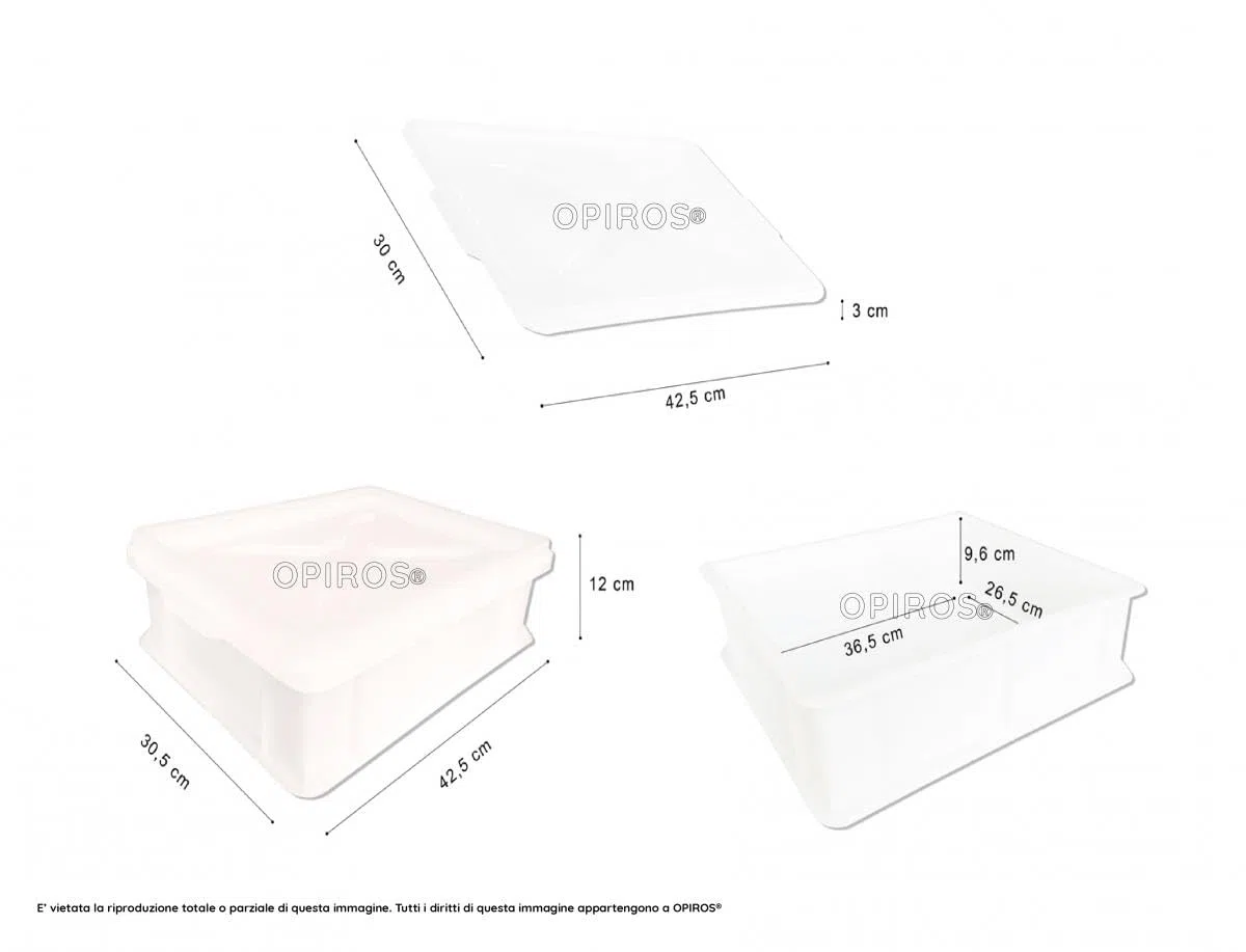 OPIROS Promo Box Cassetta Portaimpasto Bianca Con Coperchio Trasparente Cm. 30x40x10 (1 CASSETTA BIANCA + 1 COPERCHIO TRASPARENTE)