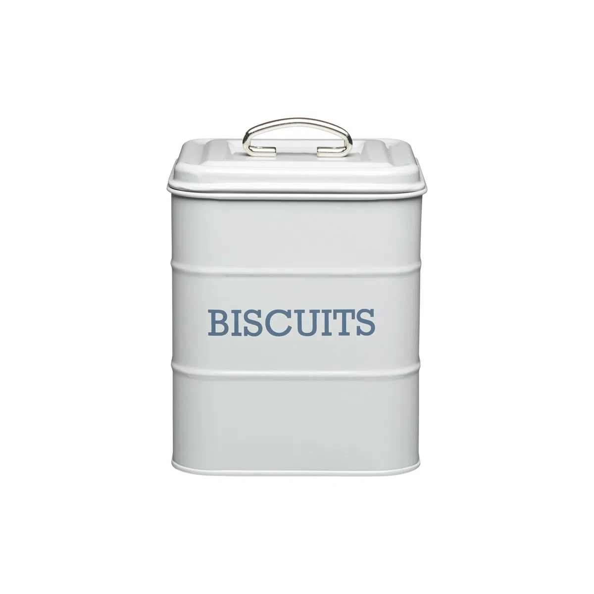 KitchenCraft Living Nostalgia Contenitore per Biscotti Stile Vintage, Coperchio con Maniglia, Acciaio, 14.5 x 19 cm (6" x 7.5"), Grigio