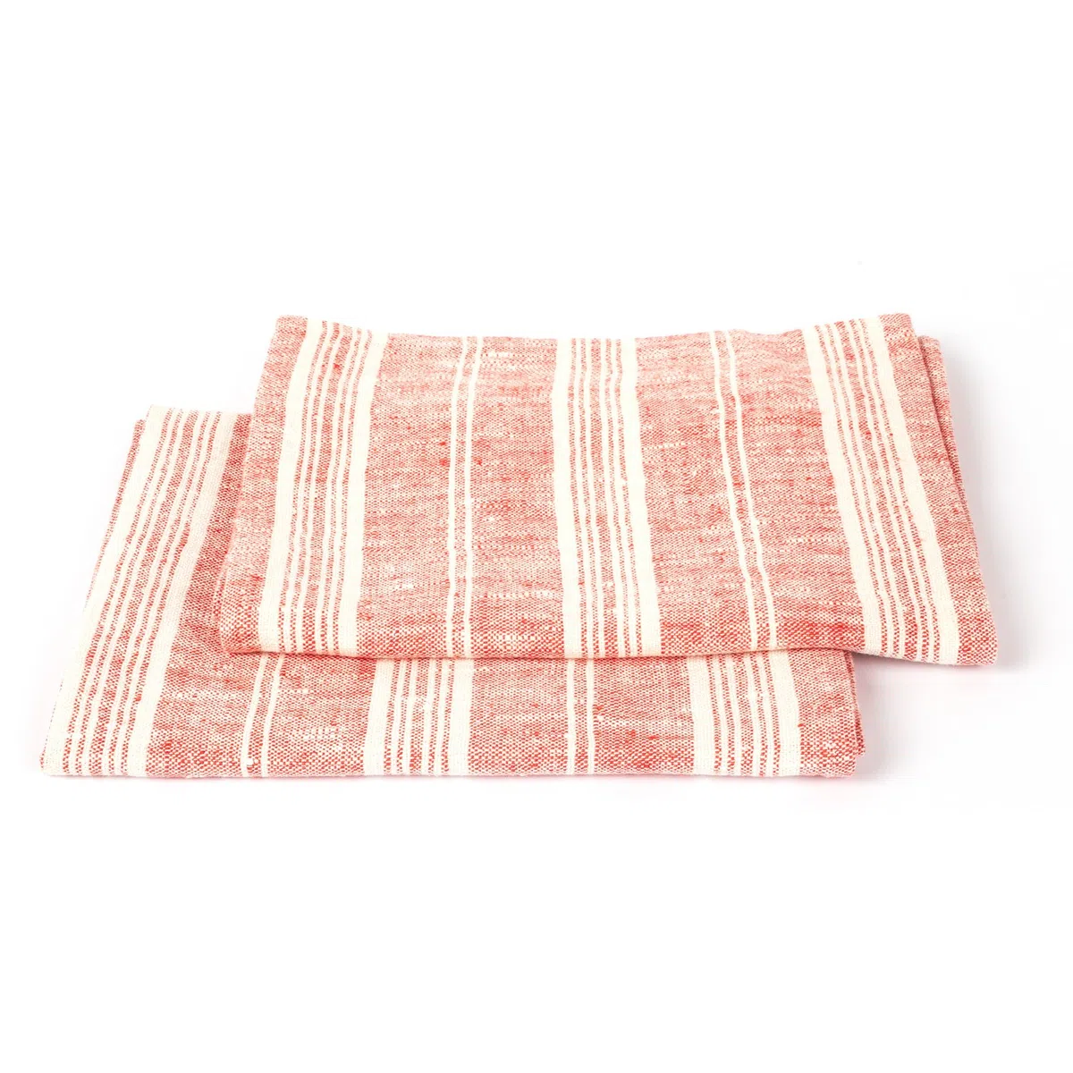 LinenMe 47 x 66 cm Set di 2 Asciugamani, Uno da Mani e Uno per Ospiti, in Lino multistrisce, Rosso/Bianco