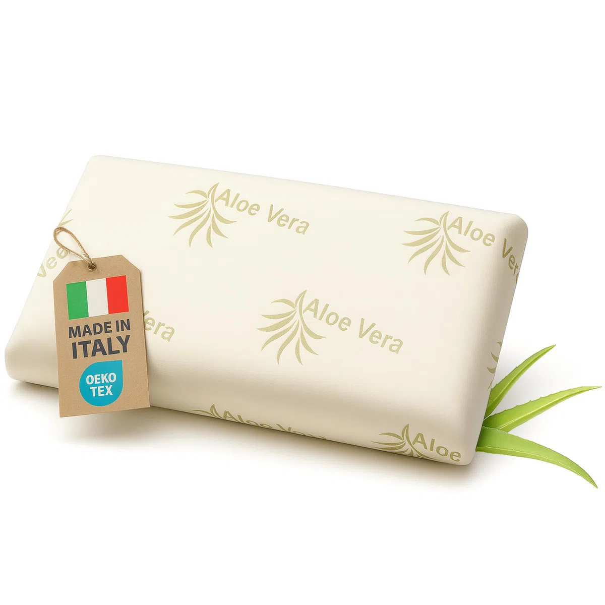 NEVOLA Cuscino Memory Foam Cervicale a Saponetta alto 11 cm - Cuscino per Dormire con Federa Lenitiva in Aloe Vera Rimovibile - Guanciale letto Made in Italy Antibatterico Certificato Oeko Tex