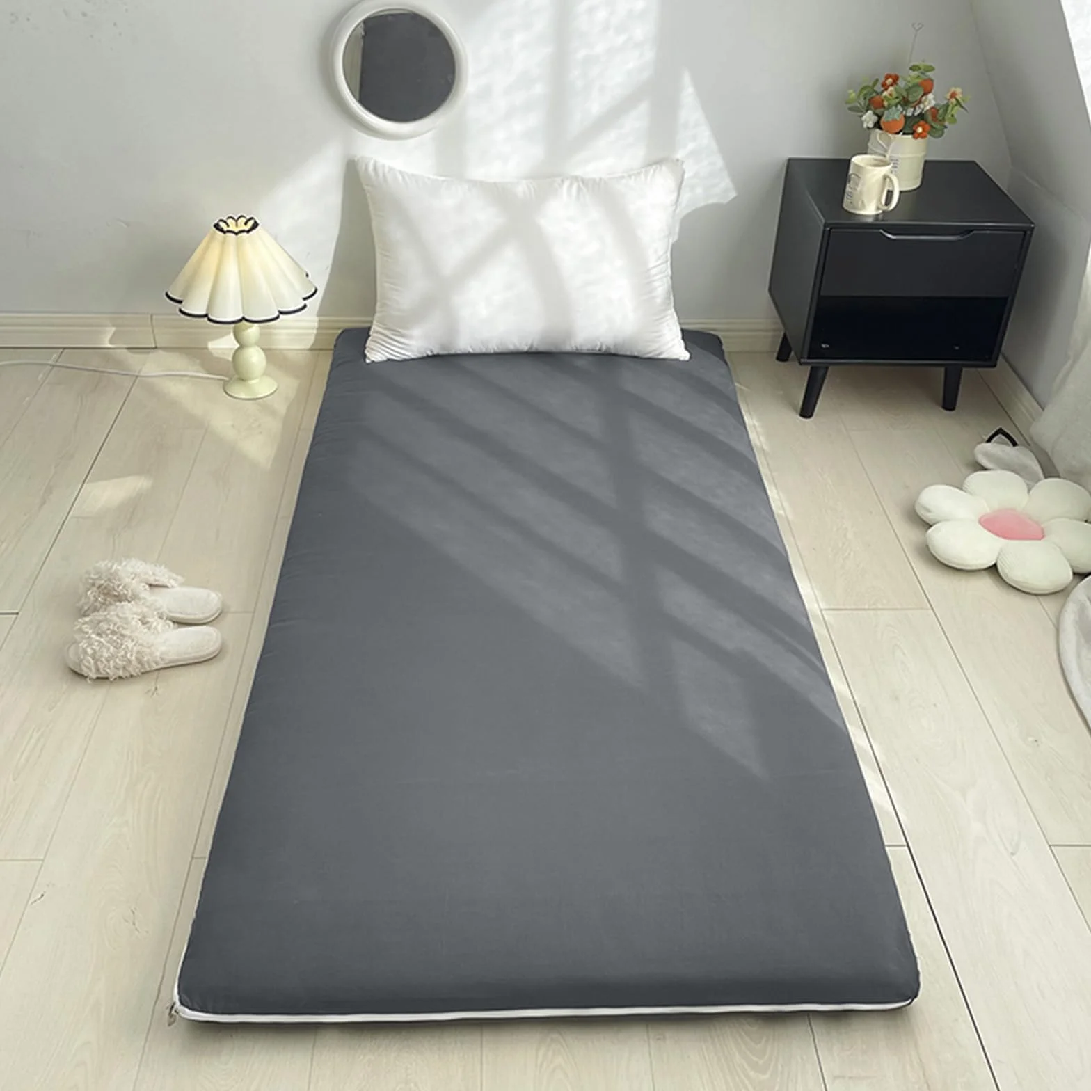 Rimovibile Fodera Materasso Giapponese da Pavimento, Giapponese Copertura Materasso con Cerniera, Cotone Coprimaterasso Futon da Pavimento, Copertura per Tatami Lavabile,A,150x200cm/59x79in