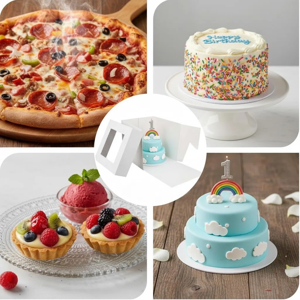 KUOGAS Scatola Torta in Cartone (30 x 30x 20cm), 10 pz Scatole per torte con finestra, Scatola alta per torte con vassoio, Scatola da trasporto per torte e pasticceria (12x12x8inch - 10Stk)