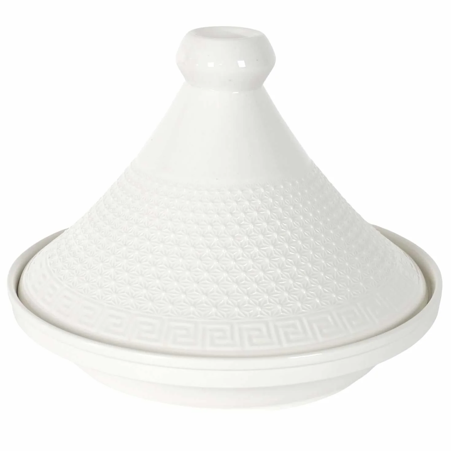 Home Deco Factory, KA0280, Tagine da Presentazione in Ceramica 25,5 cm - Elegante Utensile da Cucina e Accessorio da Servizio, Ideale per Carni e Verdure, Bianco