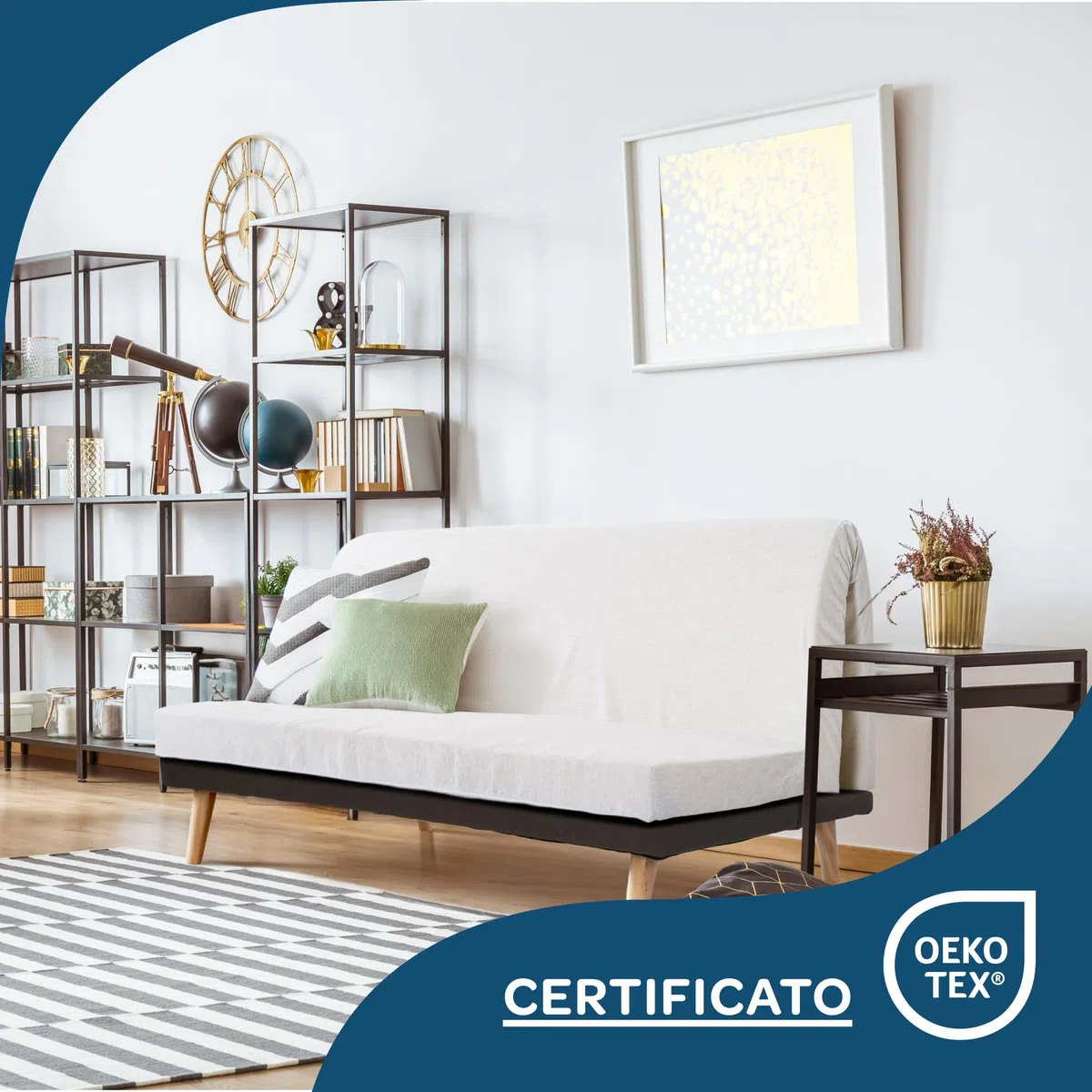DOLCI SOGNI Materasso per Divano Letto 160x190 cm OEKO-TEX® Dotato di Laccetti di Fissaggio, Sfoderabile e Lavabile, Materasso Pieghevole Matrimoniale con Taglio Seduta a 60 cm, 100% Made in Italy