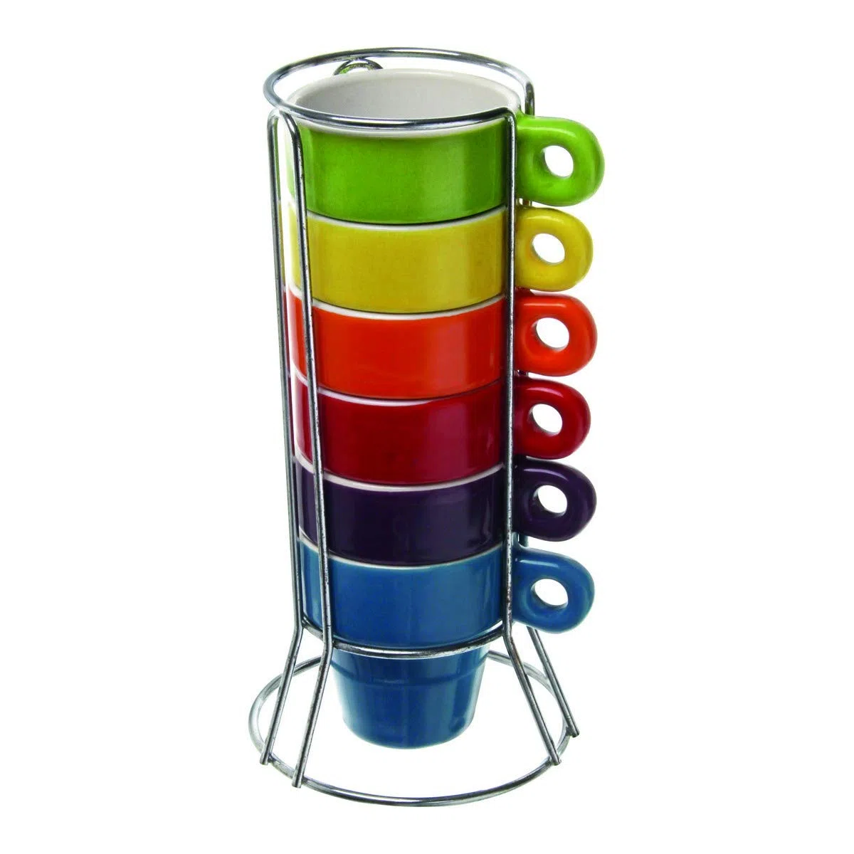 Paxanpax PSA462 Set di 6 tazze da caffè espresso impilabili in ceramica con supporto, multiplo
