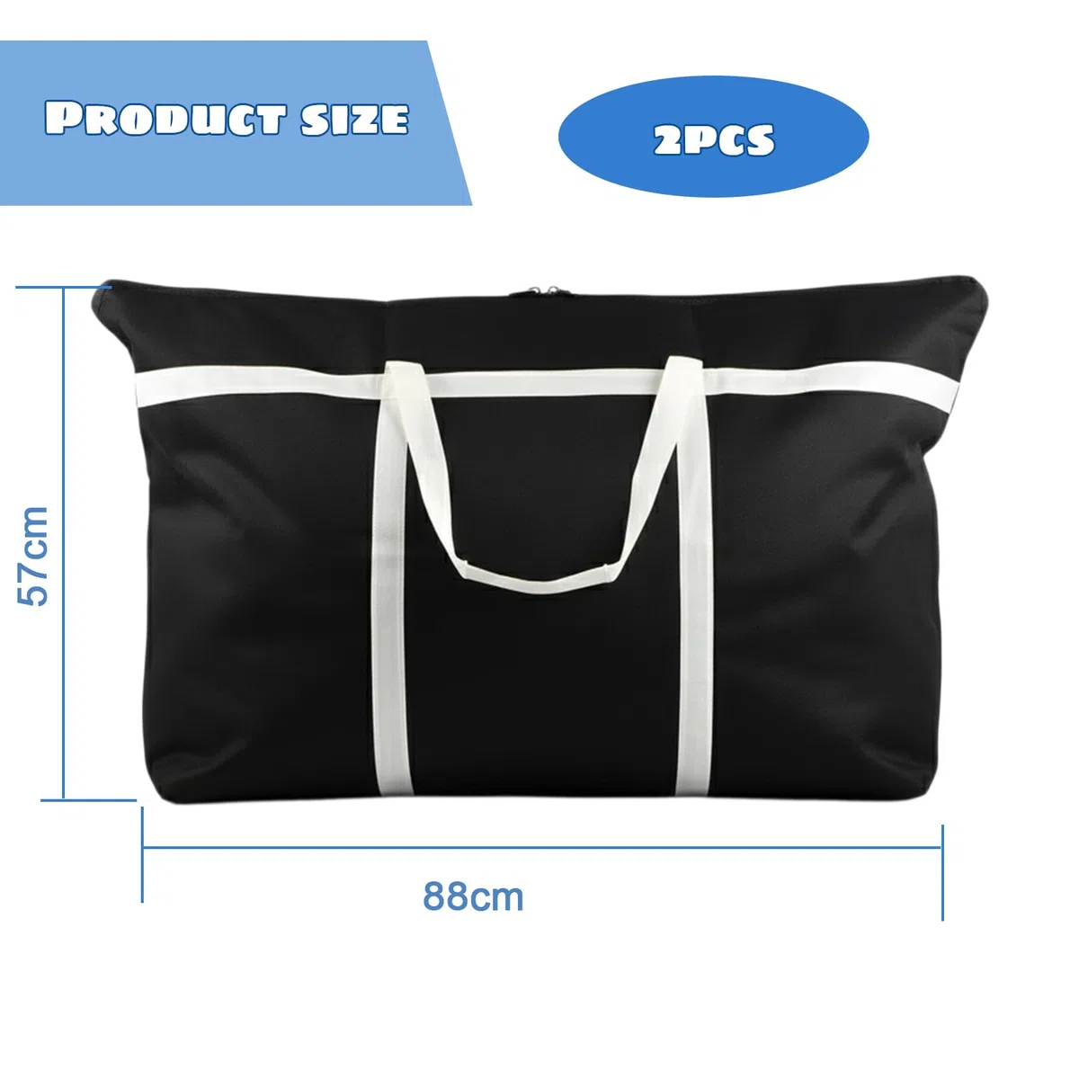 2 Pezzi 150L Grande Borsa Portaoggetti, Grande Borse Trasloco per Vestiti con Cerniere, Borse di Stoccaggio Trasloco, Manici Rinforzati, Sacchetti Impermeabili per Traslochi, Coperte