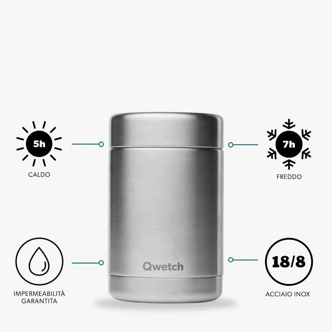 QWETCH - Contenitore Termico per Alimenti Caldi (Acciaio inox, 340 ml)