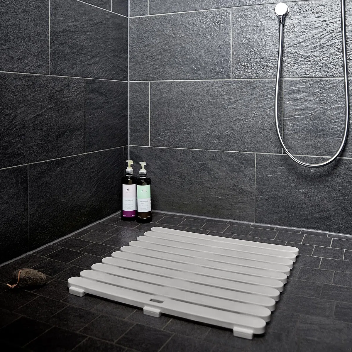 WENKO Griglia per doccia per interni ed esterni, antiscivolo, per bagno, piscina, plastica, 55 x 55 cm, beige