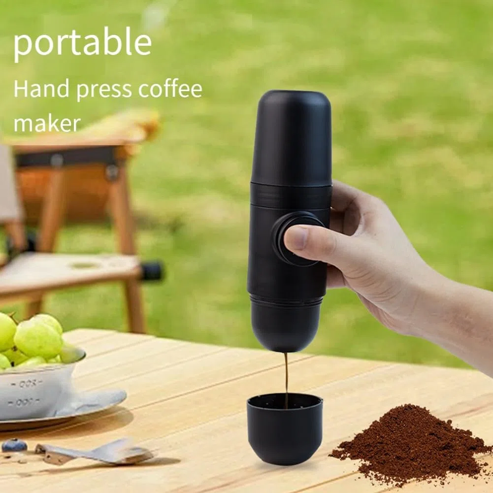 Macchina per caffè espresso manuale portatile con struttura in ABS, macchina da caffè da viaggio per la produzione di macinazione fresca, design compatto a mano per la cucina domestica