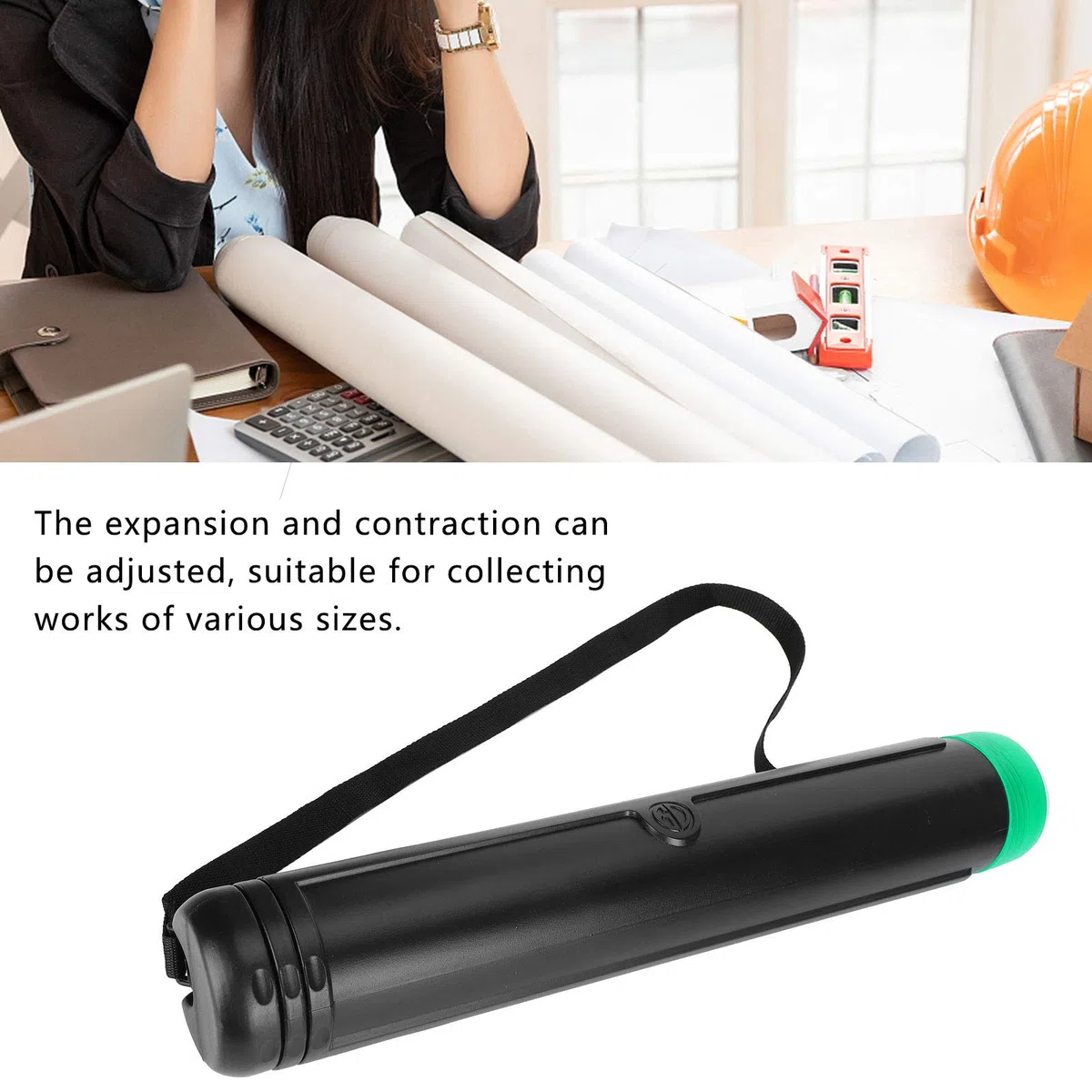 FTVOGUE Tubo Portadocumenti in Plastica Espandibile, Custodia Telescopica per Poster e Immagini, 49-110 cm Regolabile con Fibbia