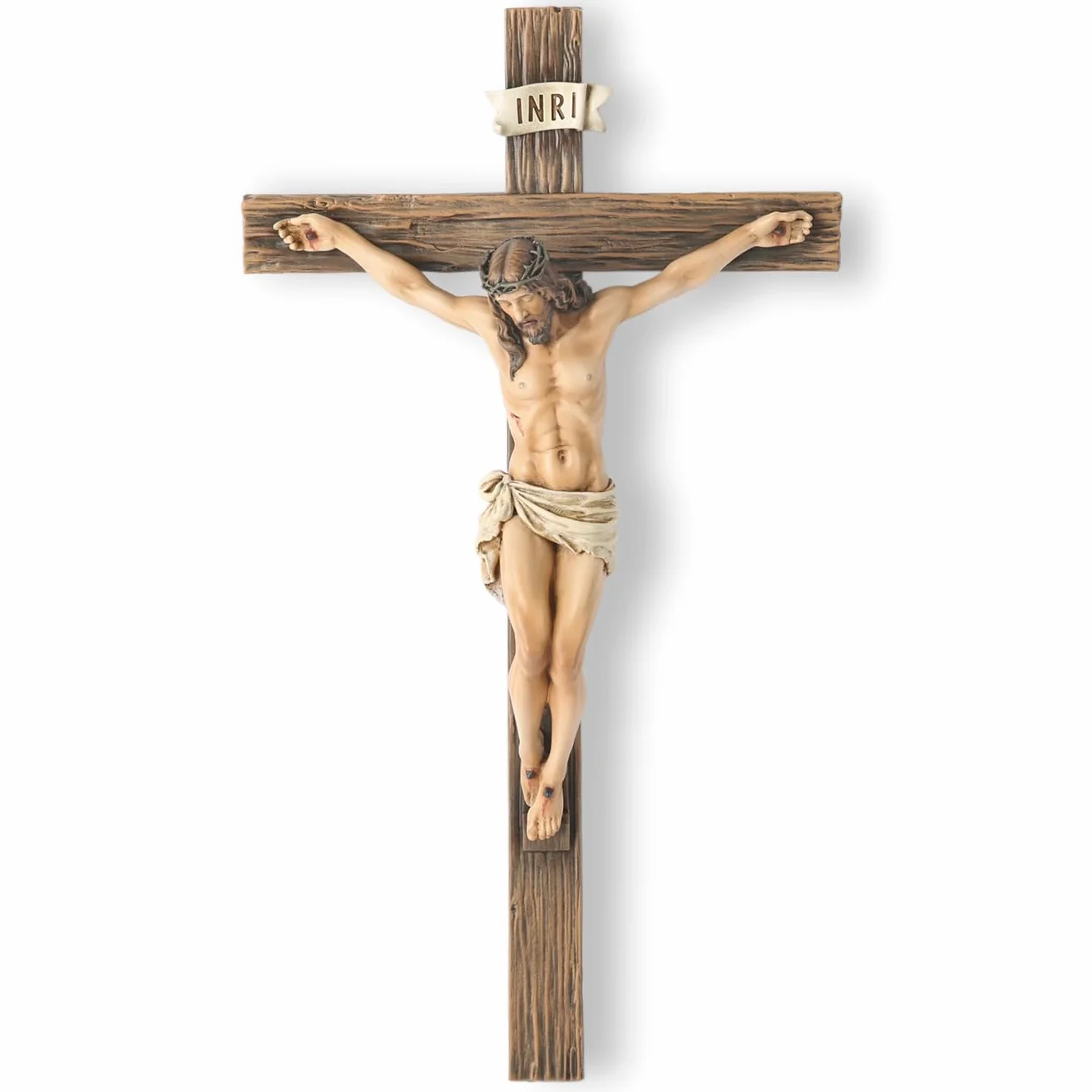 Crocifisso cattolico BC da parete, decorazione per la casa ispiratrice di Gesù Cristo, regalo religioso devoto, 25,4 cm, scultura rinascimentale fatta a mano da Buildclassic