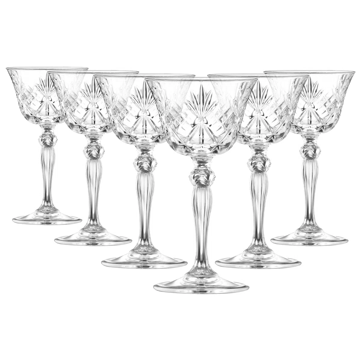 RCR Melodia Glass 6 x 160 ml Piattini Champagne – Vetro Vintage Espresso Martini Prosecco Vino Gin Coupe Set Regalo Cristallo