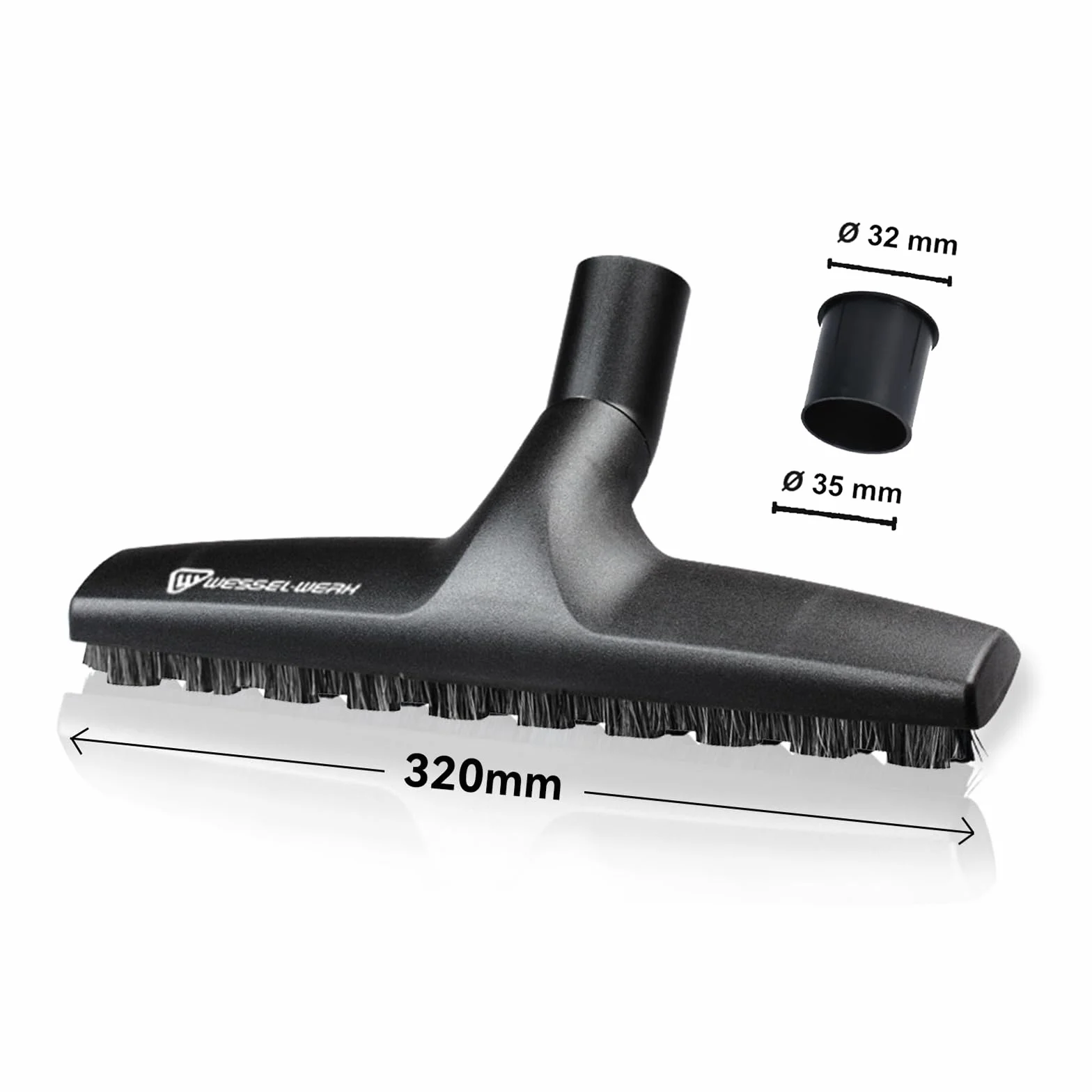 Wessel-Werk Germania Spazzola D320 32–35mm, 320mm, setole naturali in crine per pavimenti duri (vinile, piastrelle, legno, parquet), compatibile con Rowenta, Bosch, Kärcher, Cecotec, Eureka, Nilfisk