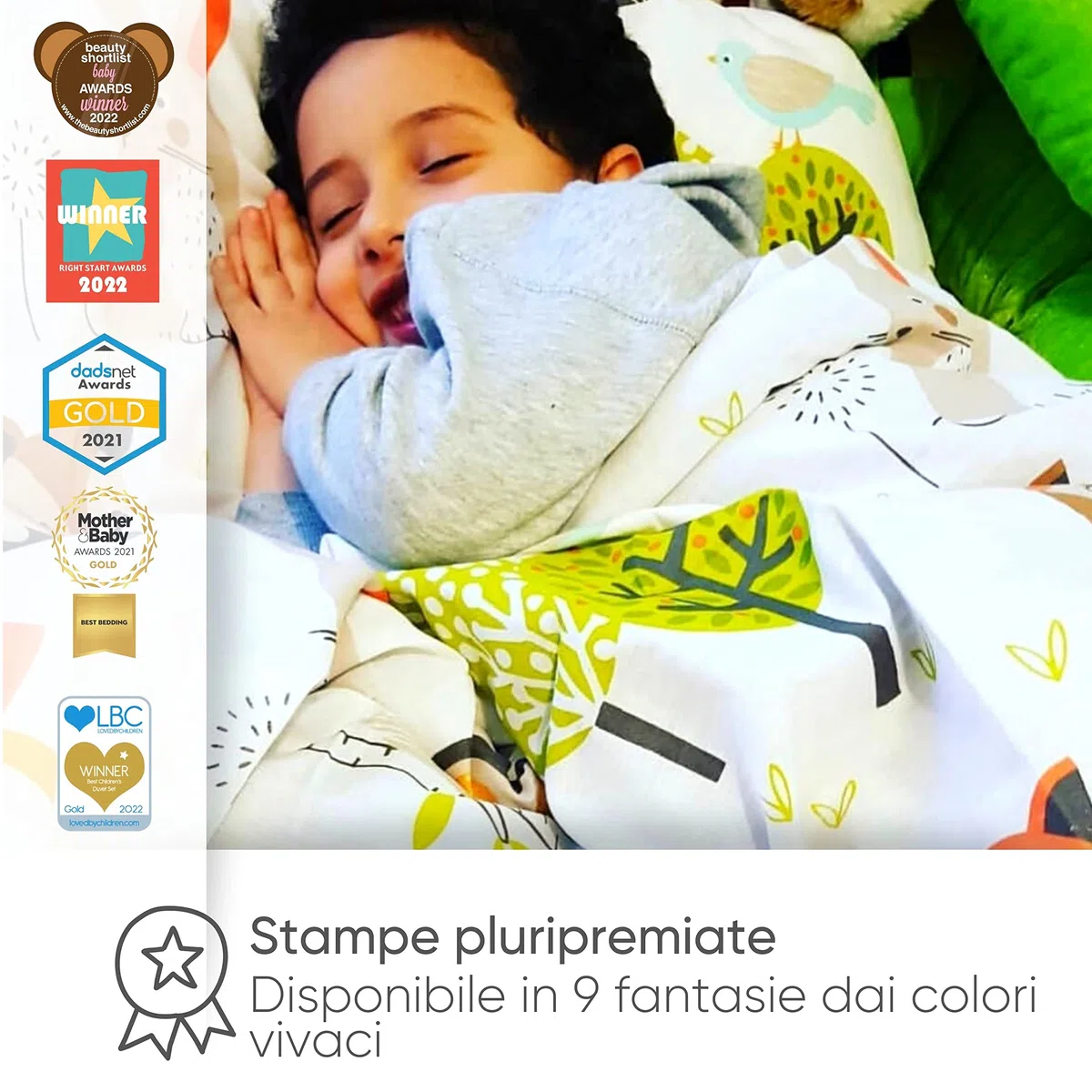Bloomsbury Mill - Set biancheria da letto per bambini - Animali del Bosco – Set Copripiumino Lettino e federa per Ragazzi e Ragazee - Lenzuola Culla per junior e bambino 120 x 150cm