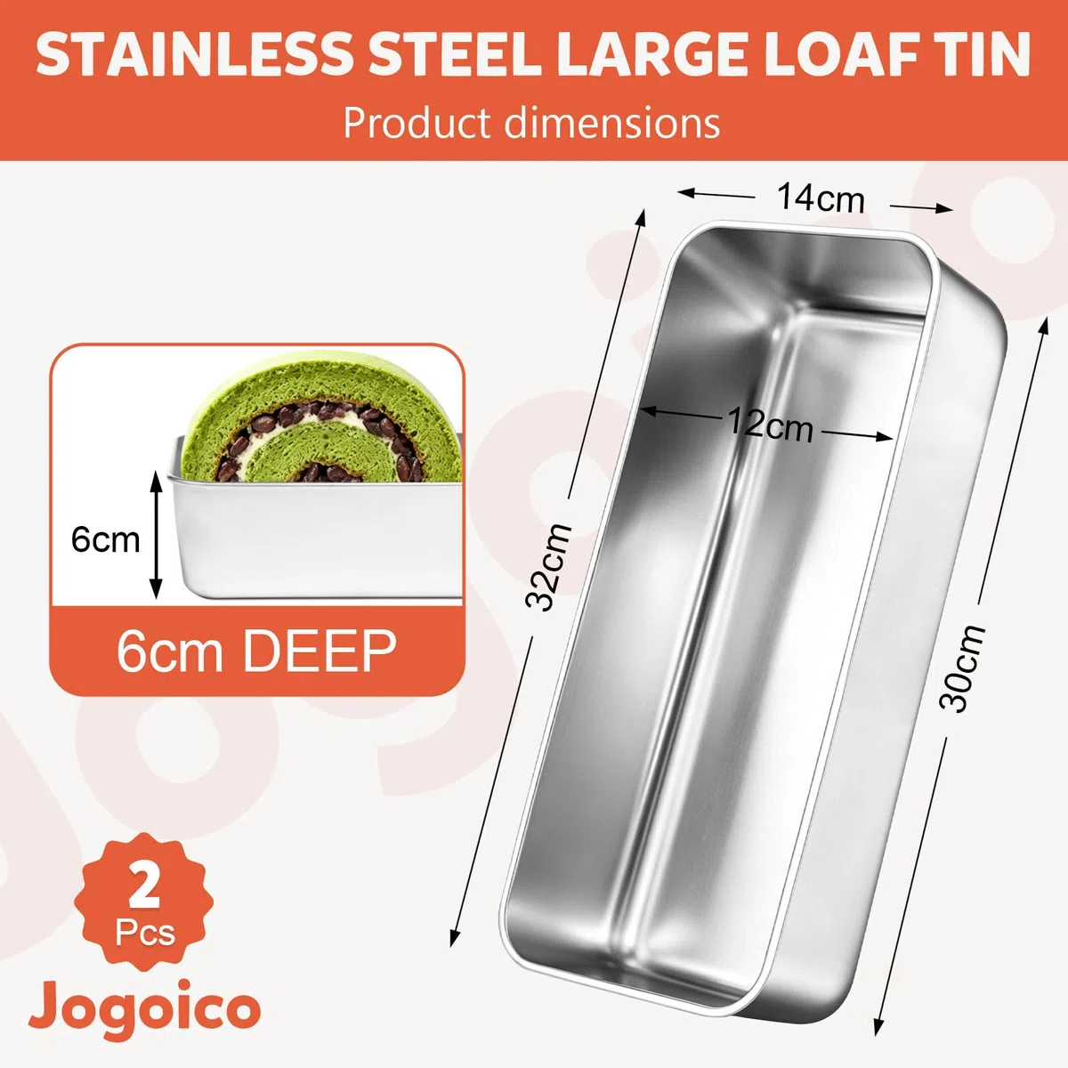 Stampi per Pane in Acciaio Inox Set di 2 Stampo Pane Cassetta da Toast 32x14x6 cm Stampo Grande in Acciaio Inox per Pane Rettangolare Teglia Torte per Dolci Lavabili