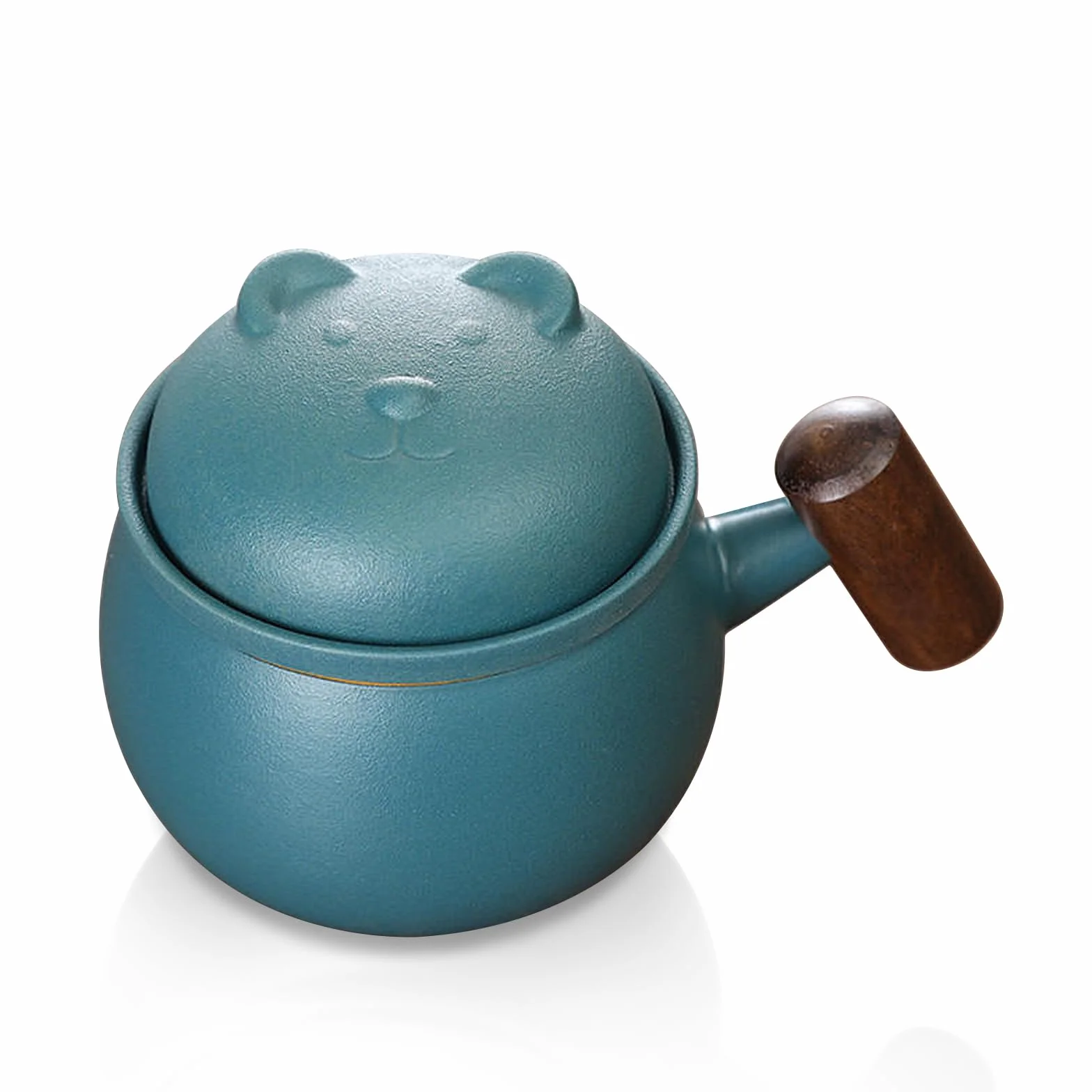fanquare Tazza per Infusione di Tè Tazza da Tè in Ceramica Verde con Orso Carino con Coperchio Tazza Portatile da Viaggio per la Macerazione del Tè per i Fogli Sciolti