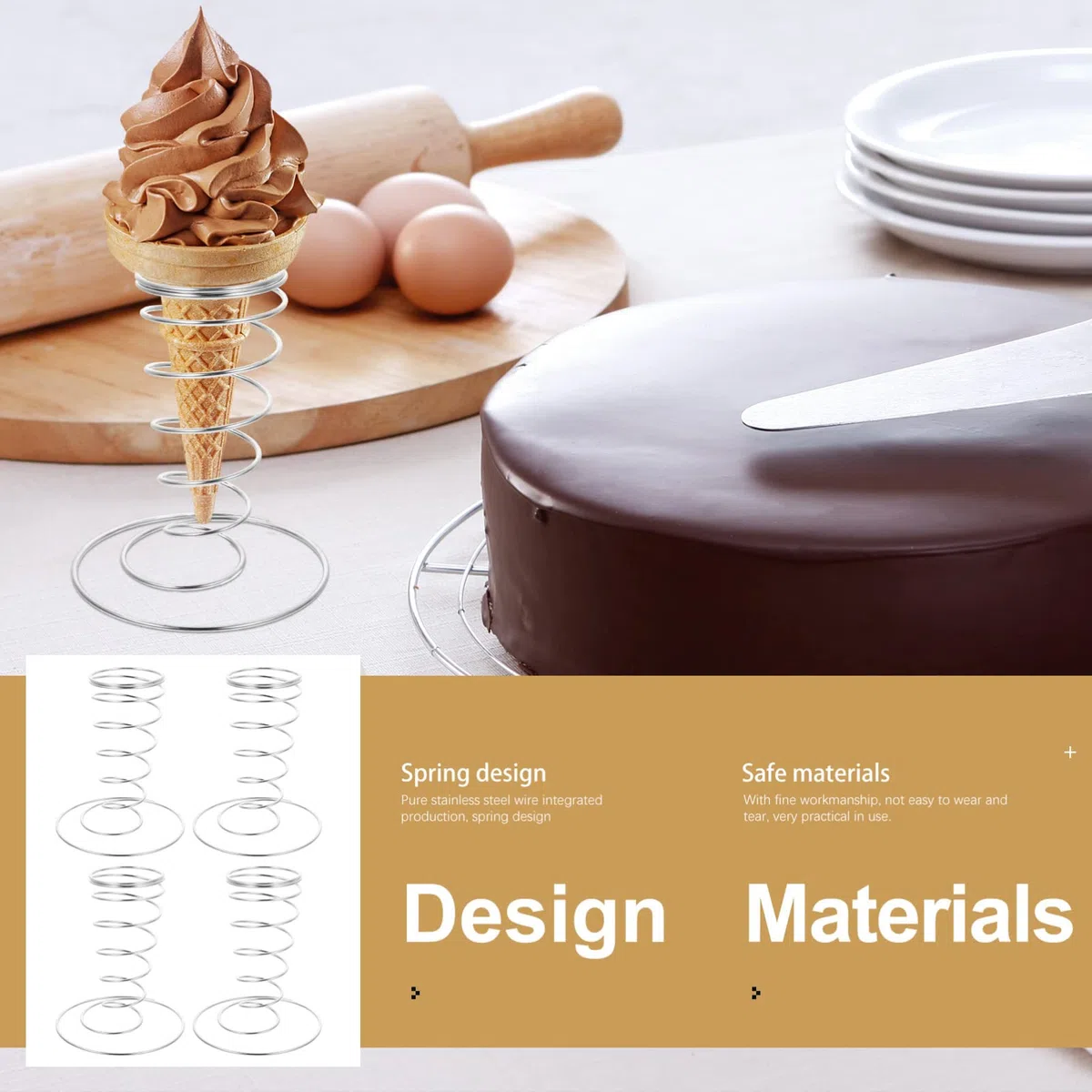 4 pezzi ghiaccio espositore gelato supporto in acciaio inox gelato