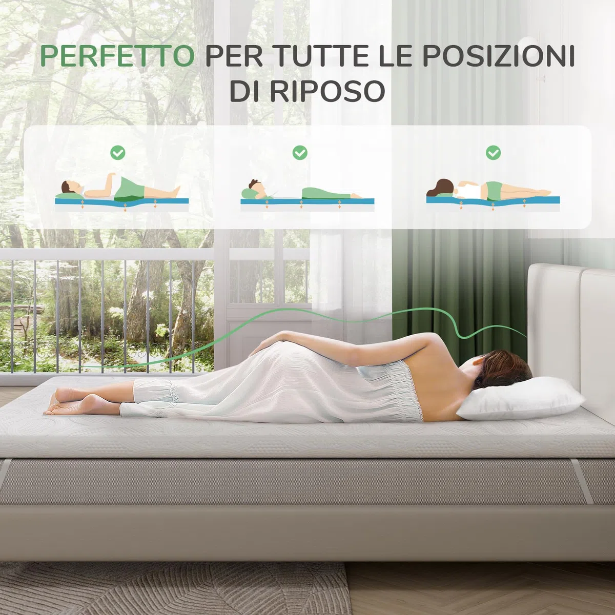 Novilla Topper 160x190, Topper Matrimoniale in Memory Foam e Schiuma Traforata Comfort 5cm，Tessuto Traspirante e Delicato Sulla Pelle con Elastiche Antiscivolo, Sfoderabile e Lavabile Oeko-TEX