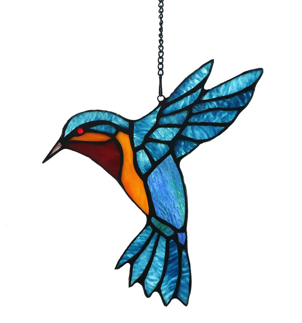 Tiffany Style Vetrata per Uccelli Arazzi Opere d'Arte Sun Catcher Pannelli in Vetro Colorati, 9"x 7 1/2"