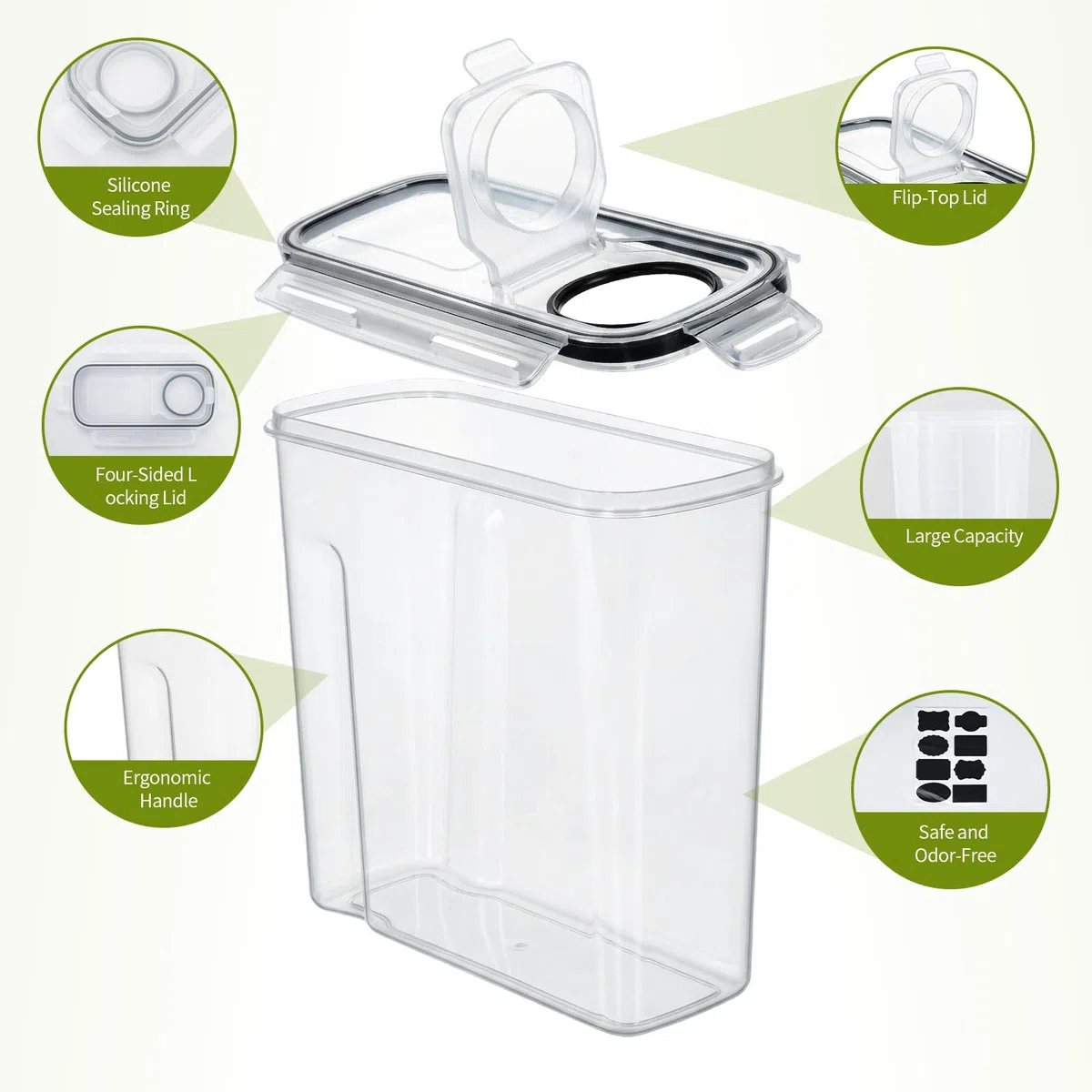 OTraki 4 Pezzi Contenitori Ermetici Per Alimenti Con Coperchio,4L Contenitori Alimentari per Cereali Senza BPA Contenitori Pasta Dispensa,Contenitori Cucina Organizer per la Conservazione Per Cereali