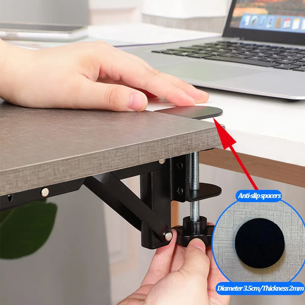 Vassoio Ergonomico da Scrivania Estensibile Supporto Con C - Clip, Staffa Supporto Vassoio Pieghevole Tastiera per Casa e Ufficio, Bianco