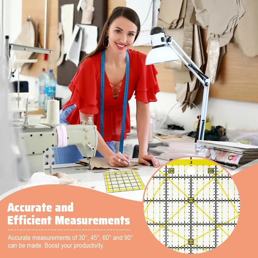 LPAMABA 4 Pz Righelli per Sartoria,Righelli Quadrati per Trapuntatura,Righello per Quilting in Acrilico Trasparente,Righello da Cucito per Trapunte per Taglio Preciso (31,7 cm/24cm/15,2cm/11,4cm)
