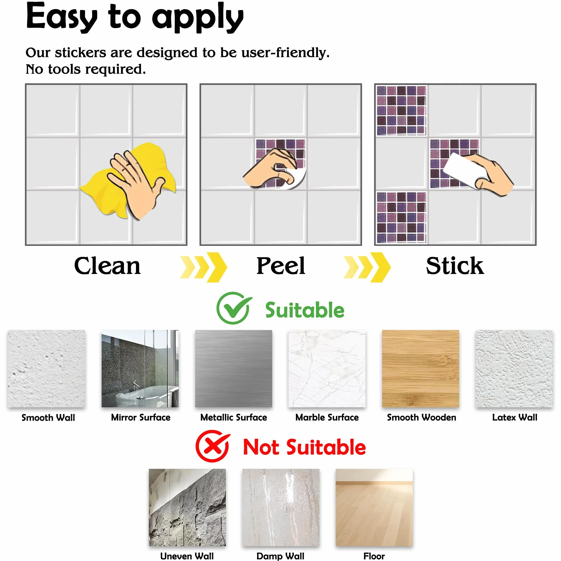 40PCS Adesivi per Piastrelle, Mosaico Piastrelle Adesivi Parete PVC Autoadesivo Impermeabile Sticker Decorazione Murale per Cucina Bagno, Cielo Blu (10x10 Cm / 4x4 Pollici)