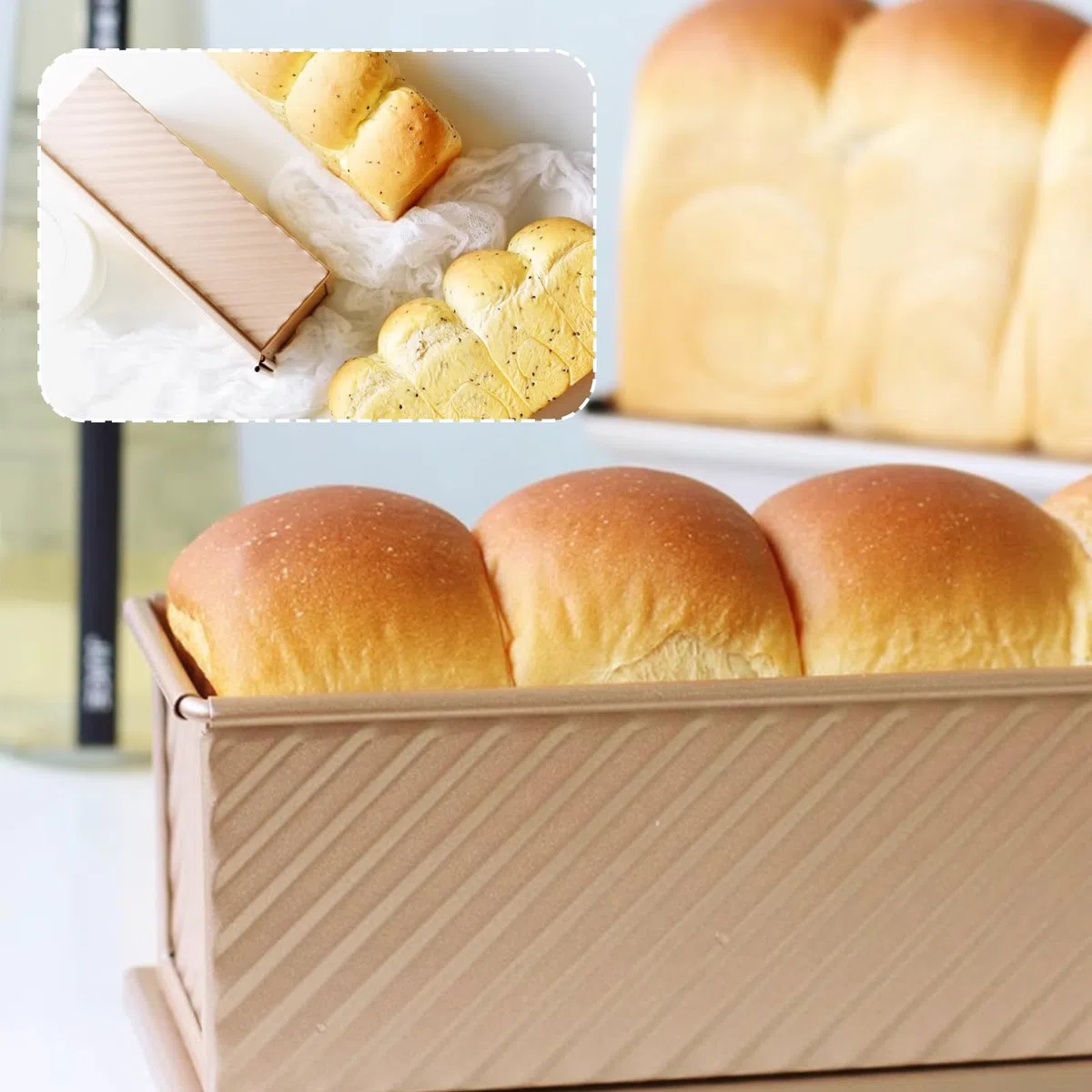 Blue Stampo per pane tostato con coperchio, 1000 g, rettangolare, per torte, 32 x 12 x 11 cm