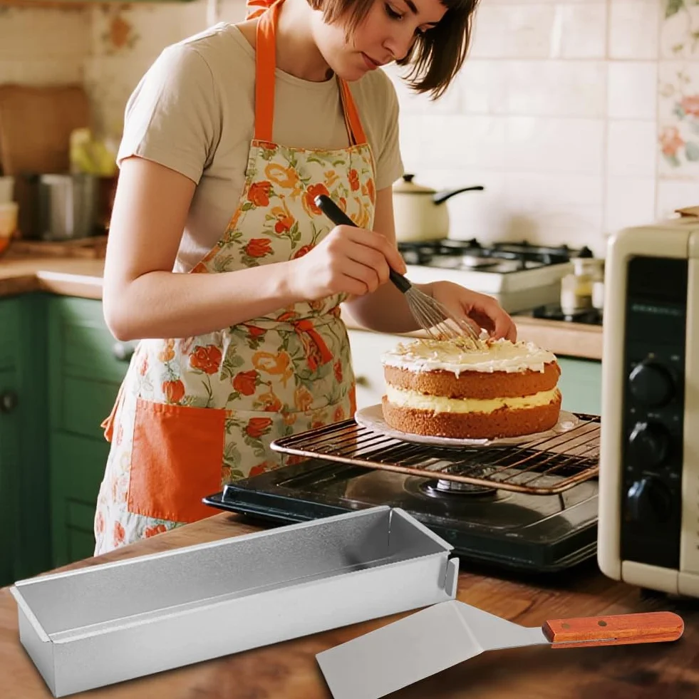 Teglia Forno Rettangolare, Teglia Rettangolare per Tiramisù Stampo Rettangolare per Torte in lega di Alluminio per la Preparazione di Pane Torte a Strati Mousse