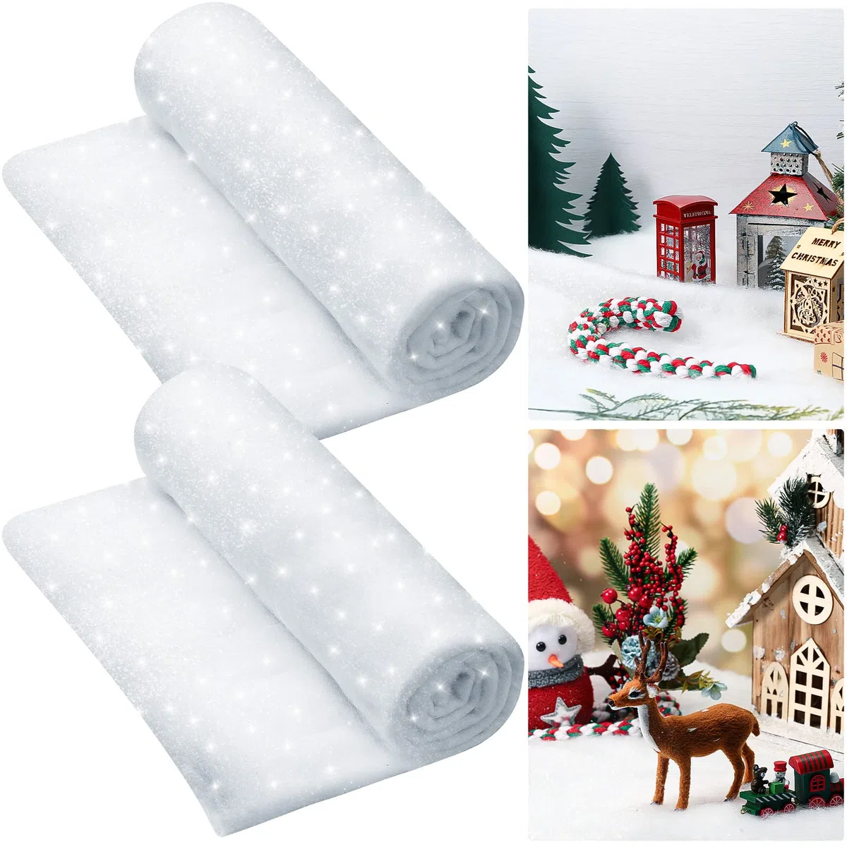 Hestya Neve Finta Natalizia Neve Artificiale per Decorazioni Soffice e Candido di Decorazioni per Albero di Natale Invernale di Un Villaggio Natalizio(2 Pacchi,150 x 200 cm)