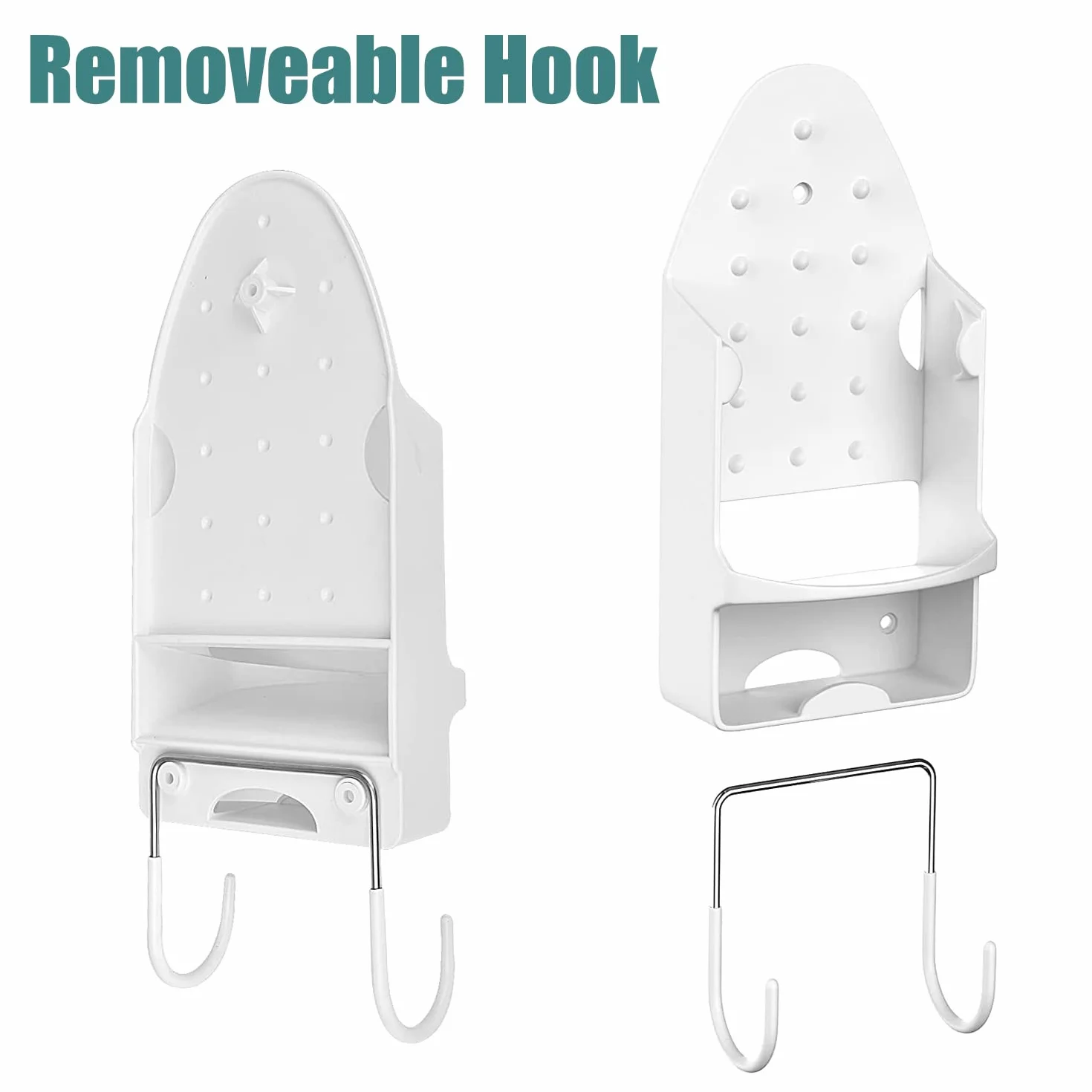 Supporto per asse da stiro e ferro da stiro elettrico, da appendere alla porta o alla parete, ideale per lavanderia (bianco)