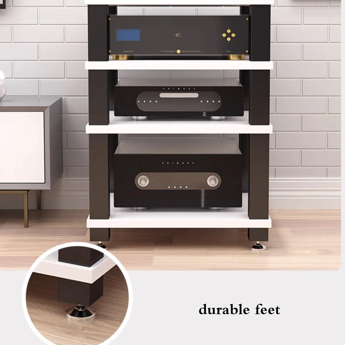 Rack Audio Da Studio Professionale A 1/2/3/4 Ripiani Supporto Per Apparecchiature Audiovisive Robusto Mobiletto Per Amplificatori, Per Ricevitori AV Hi-Fi Apparecchiature(Black,60*48*37.5cm(2Tier))