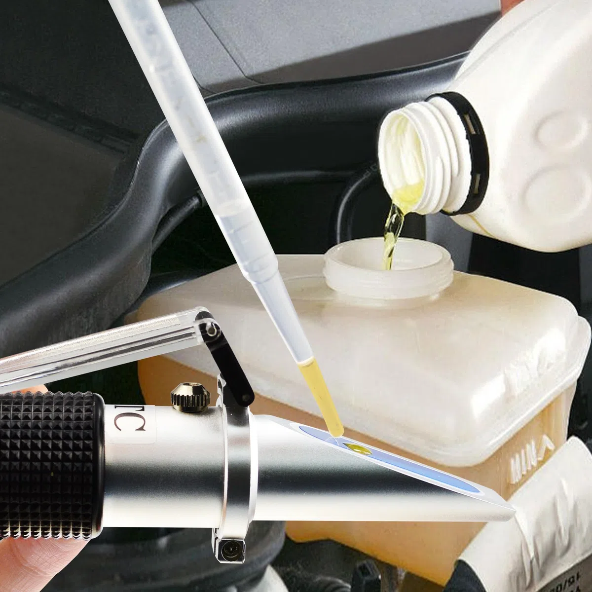 Antifreeze Rifrattometro 6 in 1 Glicole Etilenico, Refrattometro Antigelo, Refrattometro Manuale per il punto di congelamento dell'acqua di raffreddamento, acqua di vetro, AdBlue, batteria