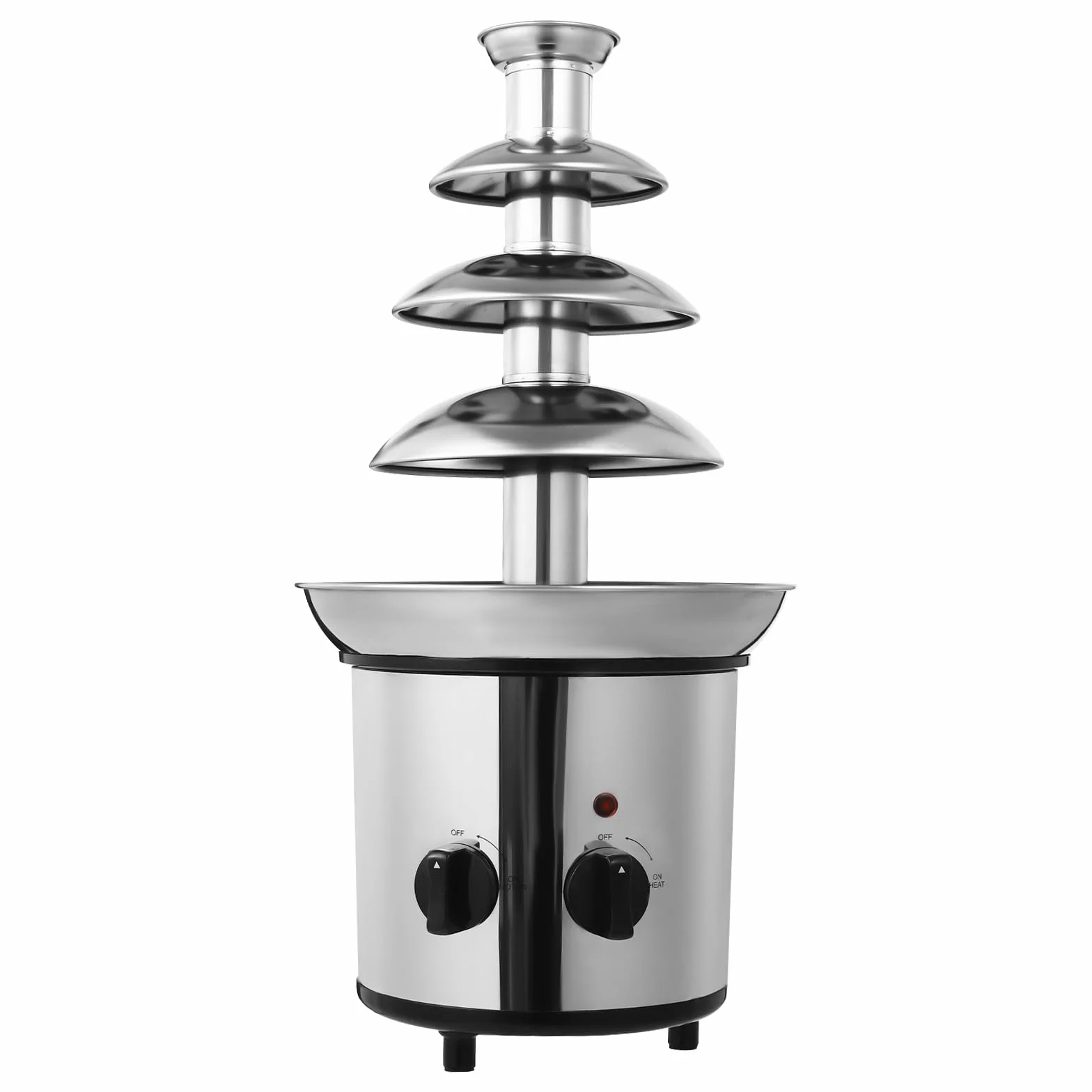 Fontana di cioccolato a 4 ripiani, grande fontana di cioccolato, con funzione di fusione, in acciaio inox, 170 W, cascate lisce per frutta e pasticceria - fontana per cioccofondue per caffè e hotel