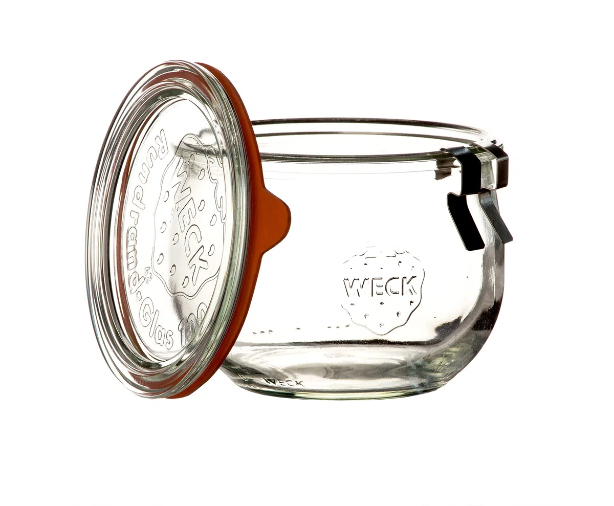 Weck Vasetto Tulipano 580 ml con Coperchio da 100 mm, Completi di Guarnizione e Clips, Scatola da 6 Pezzi, Vetro, Trasparente