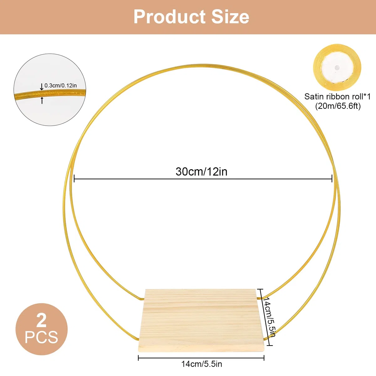 2 pezzi in metallo floreale cerchio centrale per tavolo, 30 cm oro macramè anelli con supporto per pneumatici floreali, ghirlanda, anelli decorativi da appendere per fai da te, matrimoni,