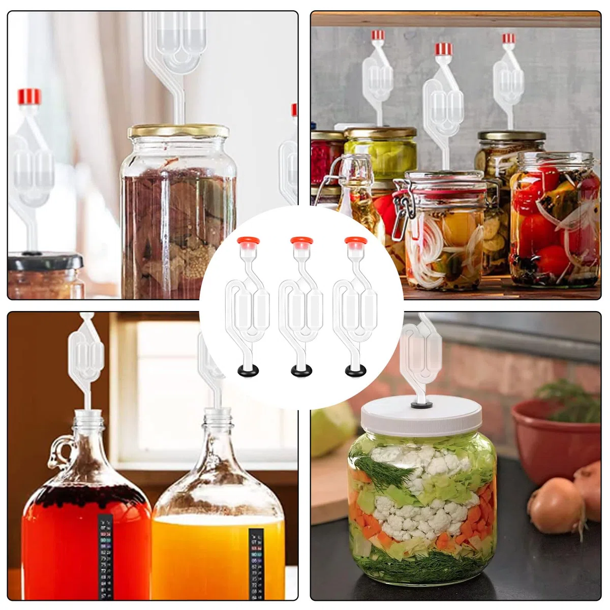 Tubicini di Fermentazione 5Pcs Valvole Sigillate Airlock Gorgogliatore Fermentazione Airlock Trasparente in Plastica da 10 mm con Tappo per Kit di Fermentazione per Birra Fatta in Casa