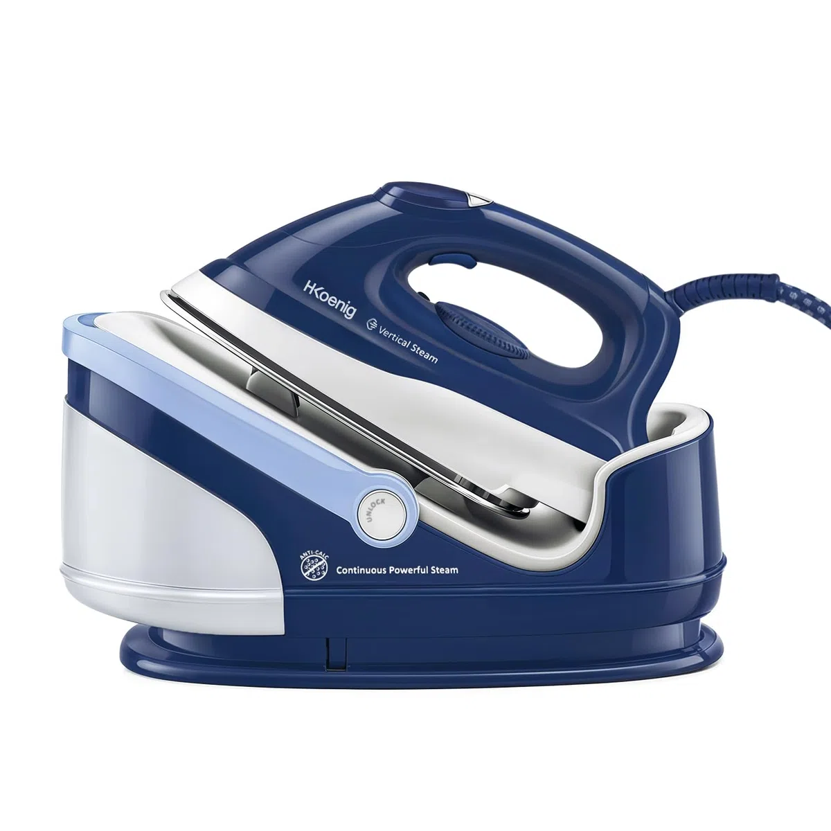 H.Koenig V5i Ferro Da Stiro a Caldaia,Pressione 6 bar,Vapore 100g/min,Autonomia Illimitata,Piastra in Ceramica, Rapido,Compatto, Serbatoio 1,7L,2400W